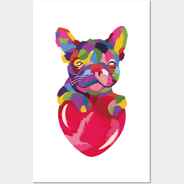 Colorful Cool Cute Little Bulldog Wall Art by ralfjohnson